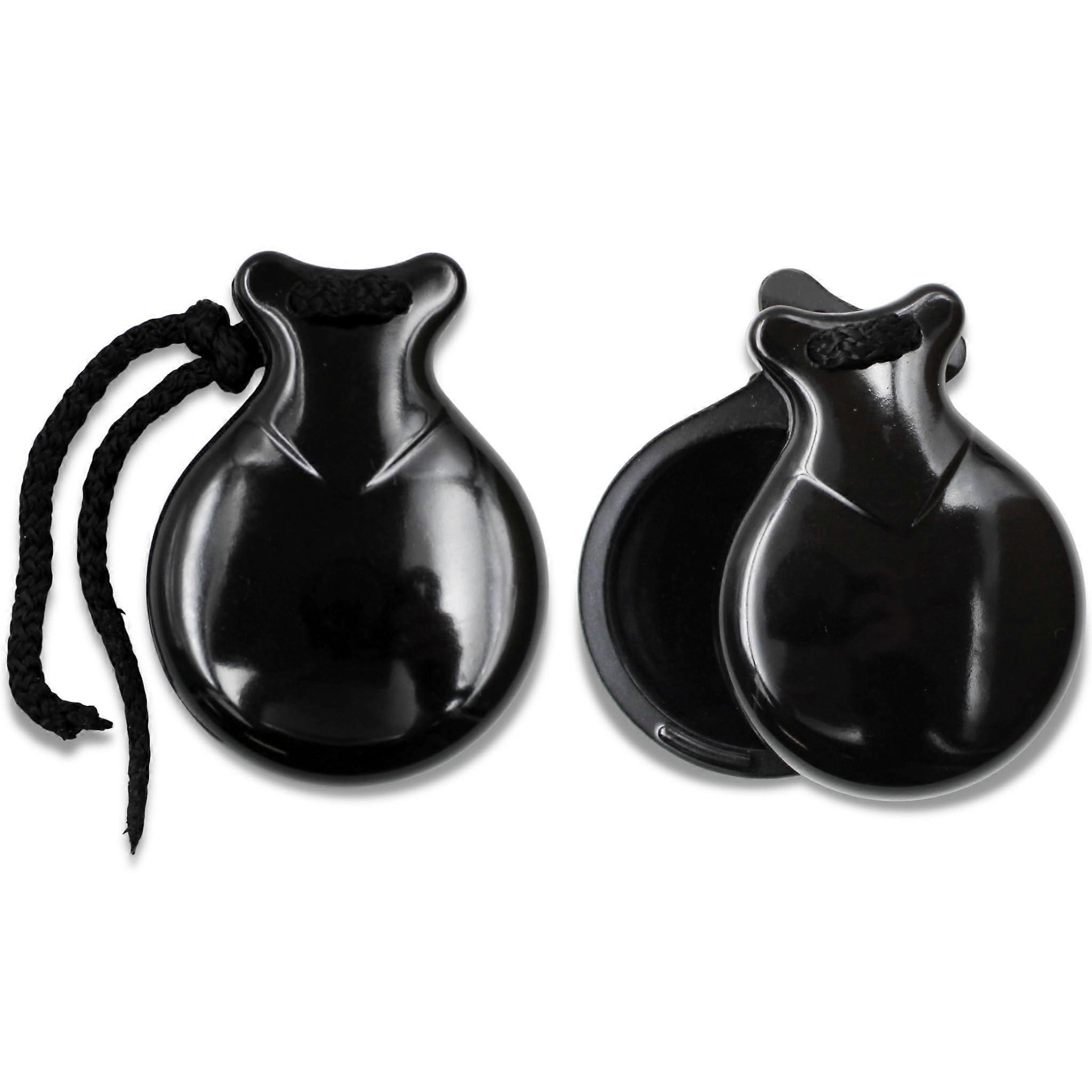 Flamenco Castanets Size #5 Black Plastic Clear Tone Comfortable Grip for Dance Practice and Performance