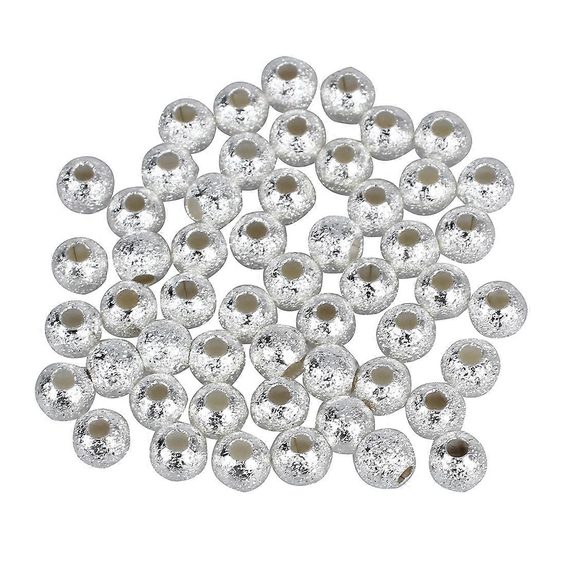 4mm Silver Plated Sparkle Round Beads (50)