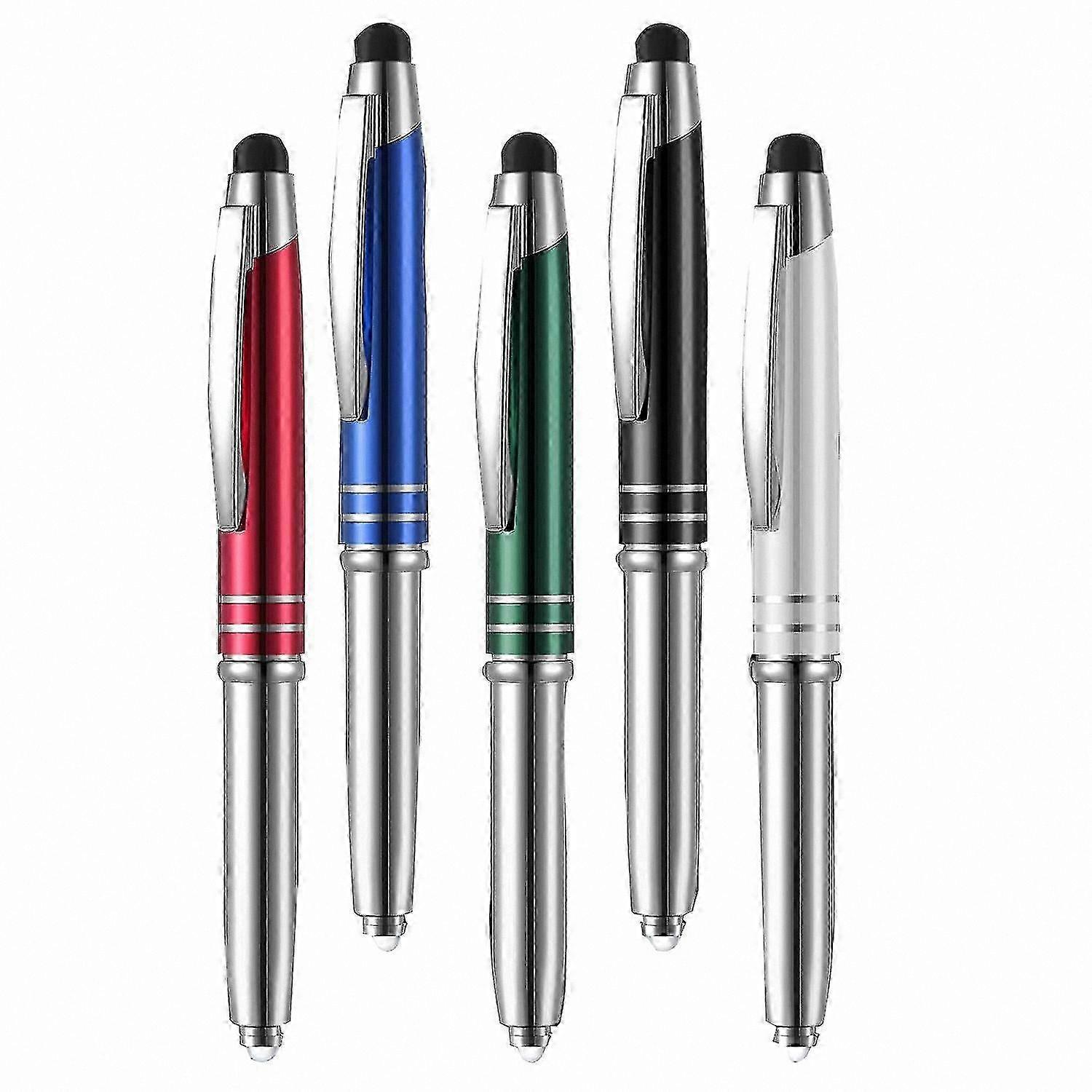Multi-Function Capacitive Stylus Pen with LED Flashlight for Touchscreen Devices (5 Pack)