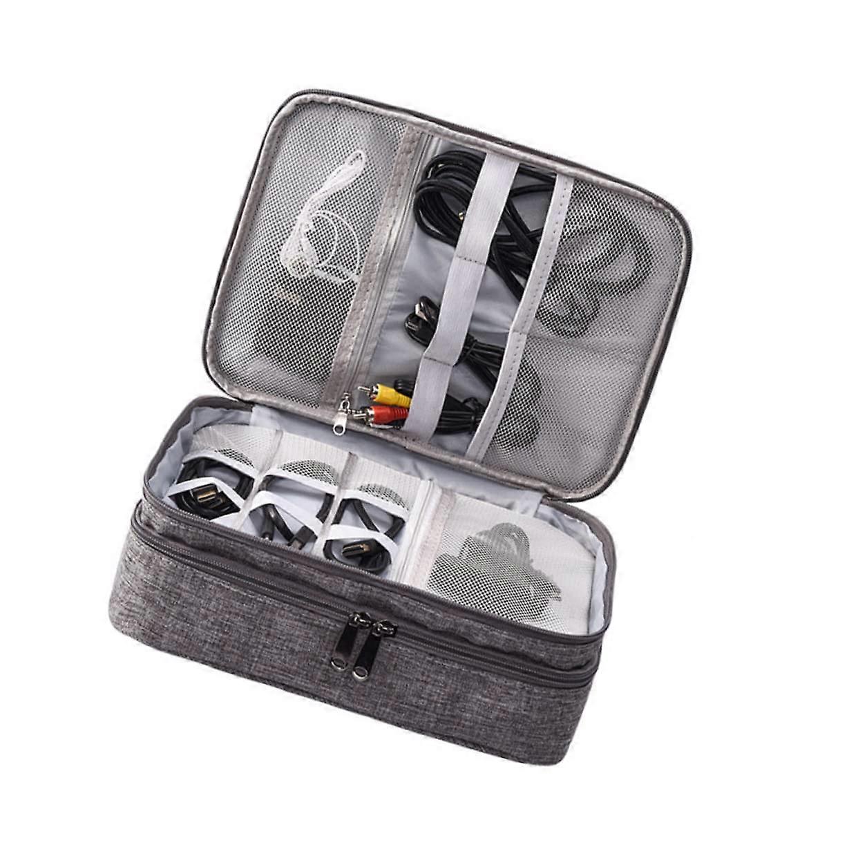 Waterproof Electronics Organizer, ThreeLayer Travel Cable Storage Bag with Adjustable Compartments