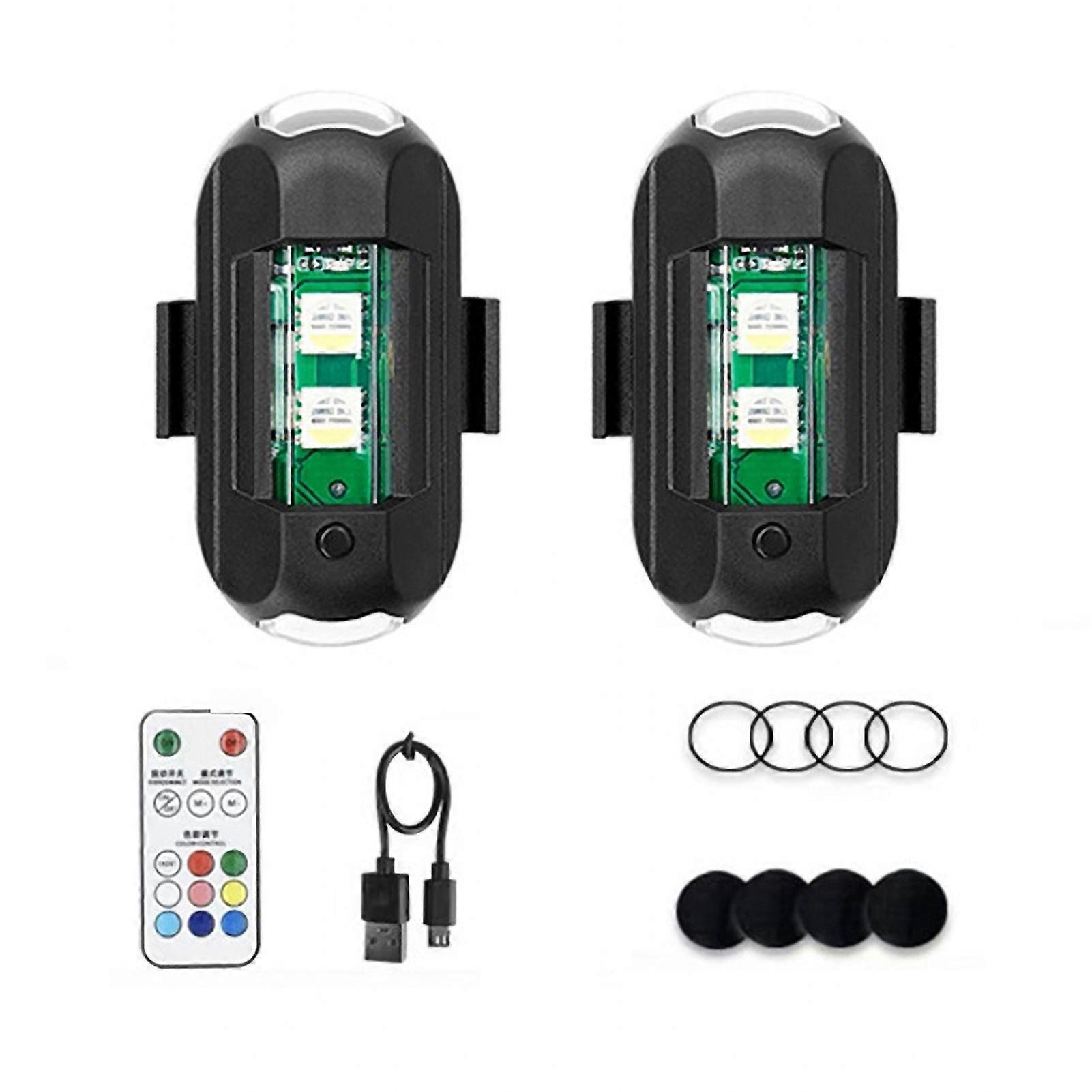 7-Color LED Strobe Light - Remote Control & Memory Function - For Drones & Motorcycles - USB Rechargeable