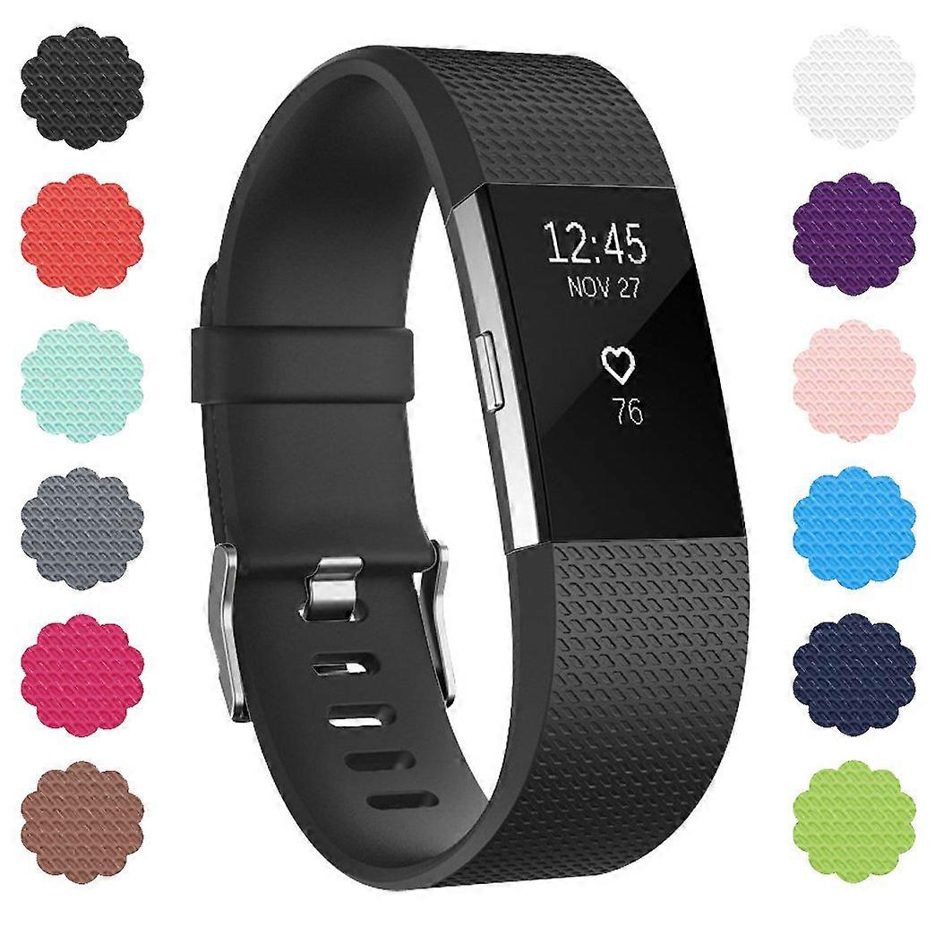 Small Black Replacement Strap with Secure Metal Clasp for Precise Fit for Fitbit Charge 2