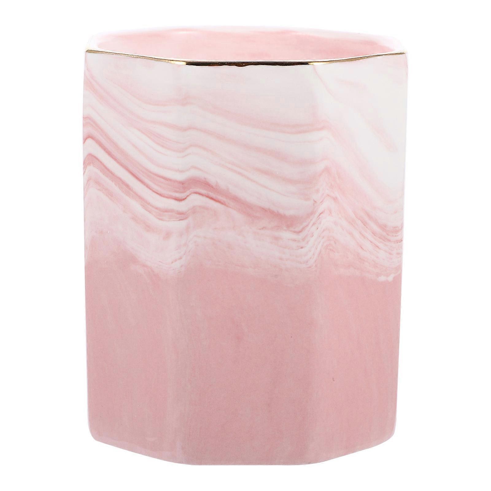 Makeup Brush Holder Cup for Storage Use 2Pcs Ceramic Pink