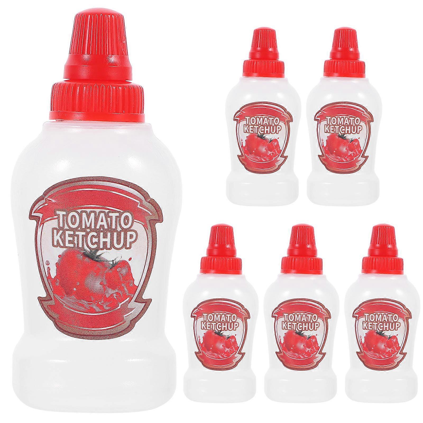 Small Sauce Bottles Mini Condiment Bottle for Storage 6Pcs Red Plastic PP