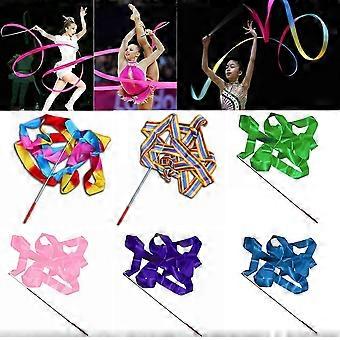 Nastro colorato da 4 m per danza, ginnastica ritmica, arte ginnica, nastro per twirling, asta, rosa