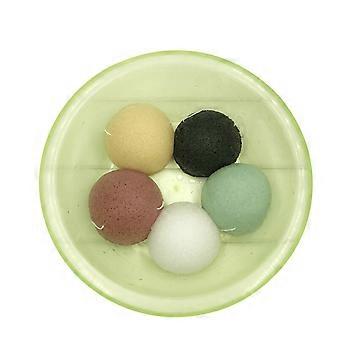 5 SZTUK Gąbka Konjac Gąbki do mycia twarzy Idealne dla wrażliwej skóry tłustej skłonnej do trądziku Czarny + Zielony + Żółty + Kremowy + Czerwony)