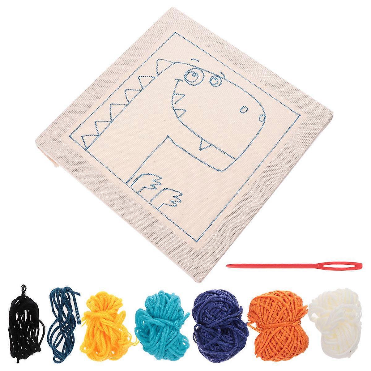 Handmade Embroidery Materials DIY Accessories 1Set with Dinosaur Pattern