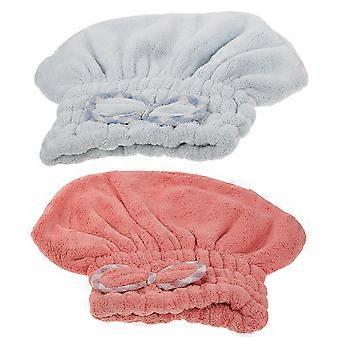 Saugfähige Haartrocknungshauben für Damen, bequeme Badehauben, 2 Stück, Korallenfleece
