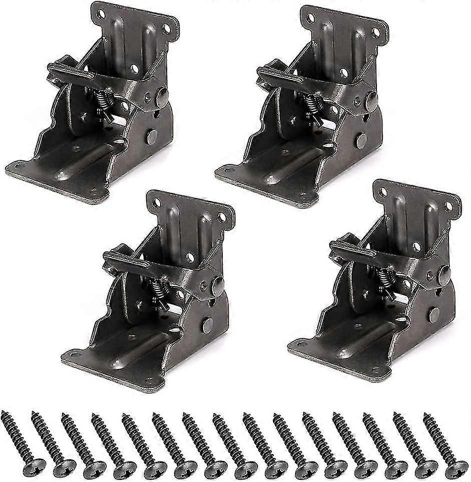 4 Pcs 90 Self-locking Folding Hinge, Folding Bracket, Locking Extension Table Steel Sheet Folding Shelf Bracket For Work Table