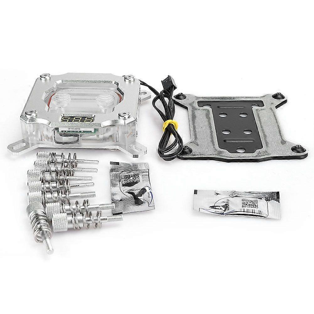 Computer CPU Water Cooling Block Waterblock with Temperature Display for Intel