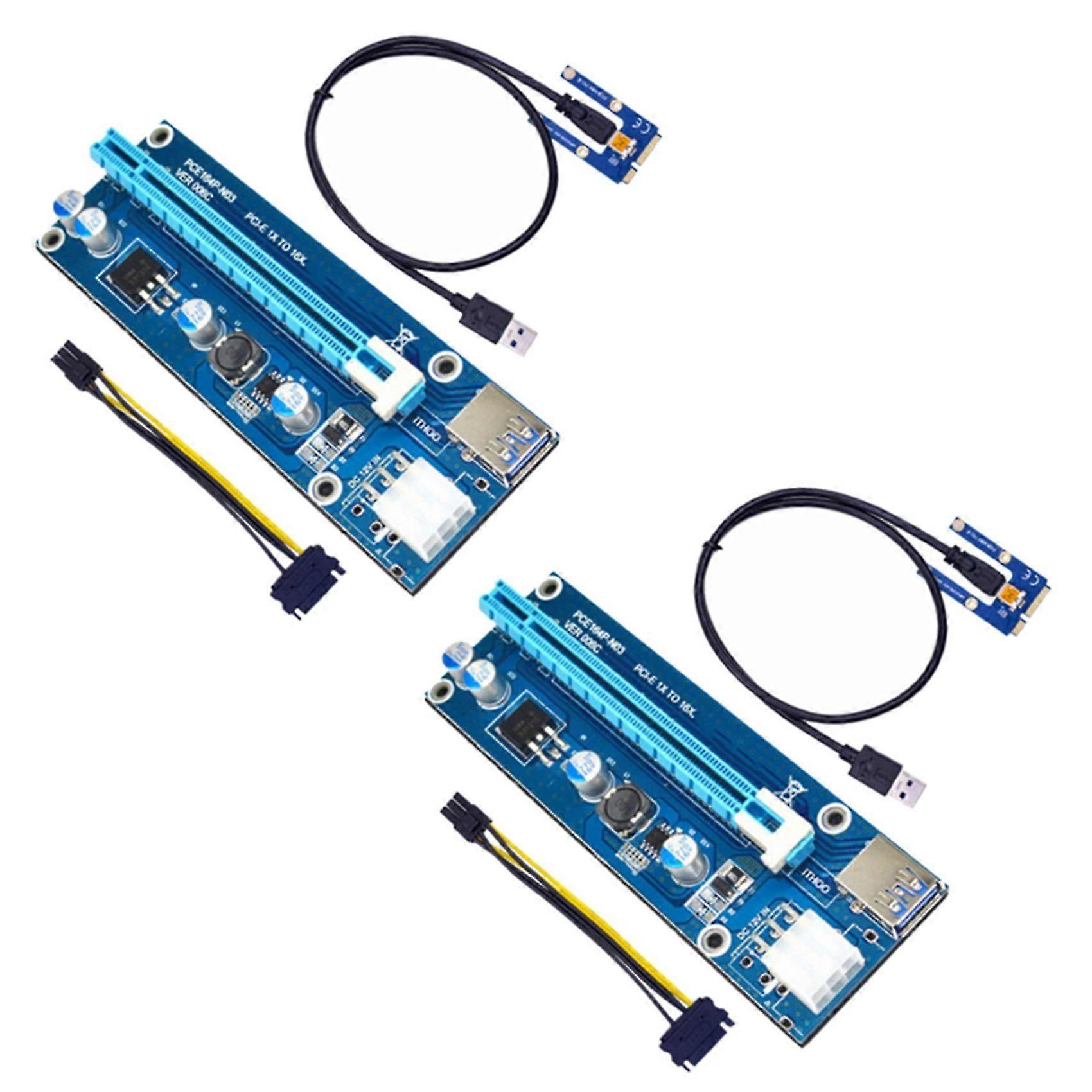 Mini PCIe - PCI Express 16X Yükseltici Adaptör, 2'li Paket, Dizüstü Bilgisayar Harici GPU ve BTC Madenciliği için, 60 cm Kablo, Çift Güç Arayüzü