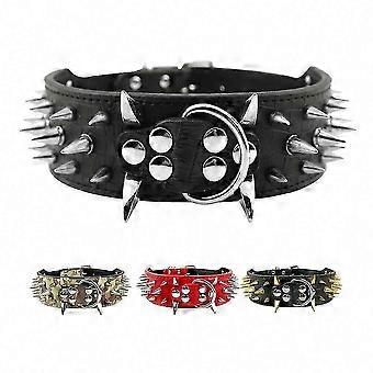 Wide Cool and Sharp Spiked Leather Dog Collars for Pitbull and Mastiff Breeds-Yvan