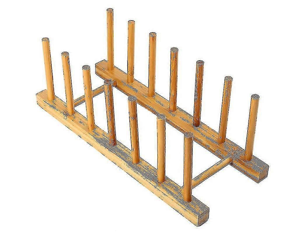 Bamboo Plate Rack Compatible With Cabinet, Kitchen Storage Holder Stand Compatible With Dish