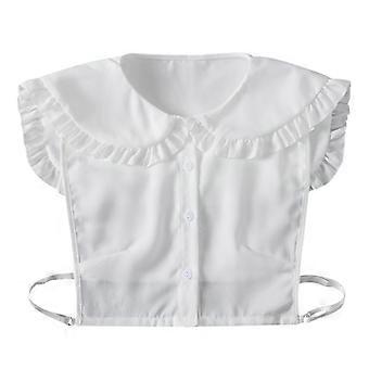 White Ruffled Fake Collar for Women - Detachable Blouse Collar with Large Ruffle Design, Ideal for Dresses, Tops, and Sweaters, Easy to Wear and Adjus
