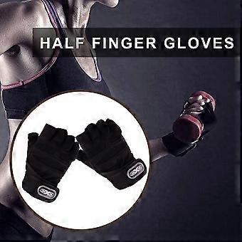 1 Pair Fitness Gloves Breathable Antiskid Wear Resistant Weight Lifting Sports Equipment Dumbbell Extended Wrist Gloves for Men Women Black with White