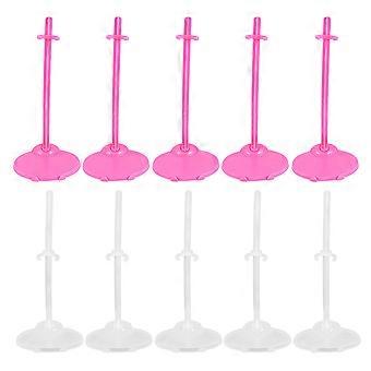 20pcs boneca suporte suporte boneca brinquedo fixo apoio quadro bonecas acessórios universais para crianças meninas (10pcs transparente +10pcs rosa)