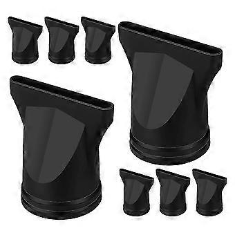 Sèche-cheveux buse Salon outil de coiffage Distribution de chaleur Forme ronde Noir Plastique 8Pcs