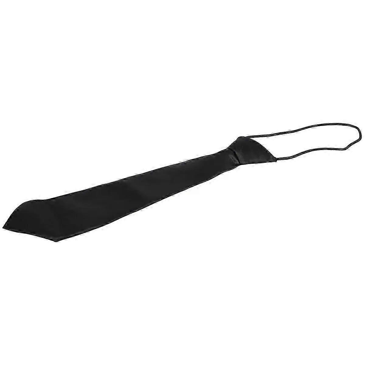New Solid Black Polyester Elastic Slim Necktie Neck Tie for Child