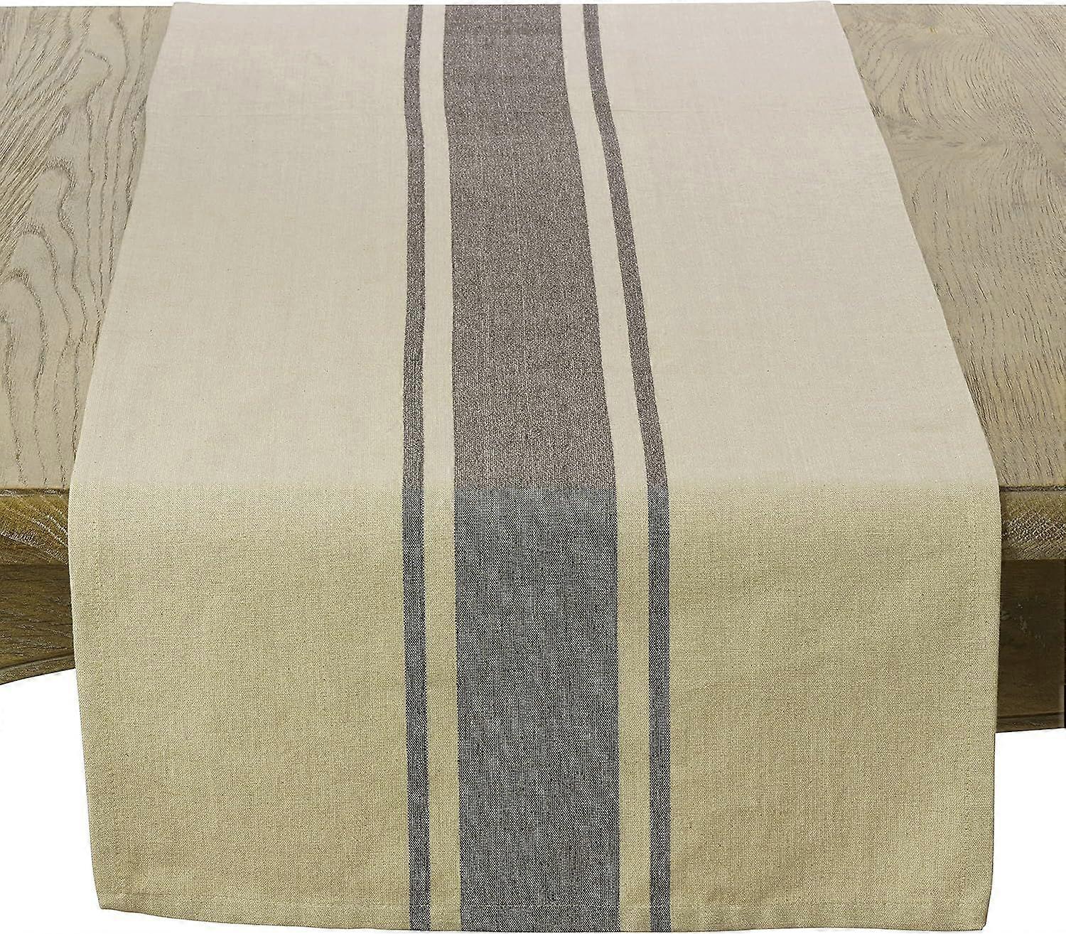 Cotton Table Runner With Banded Design