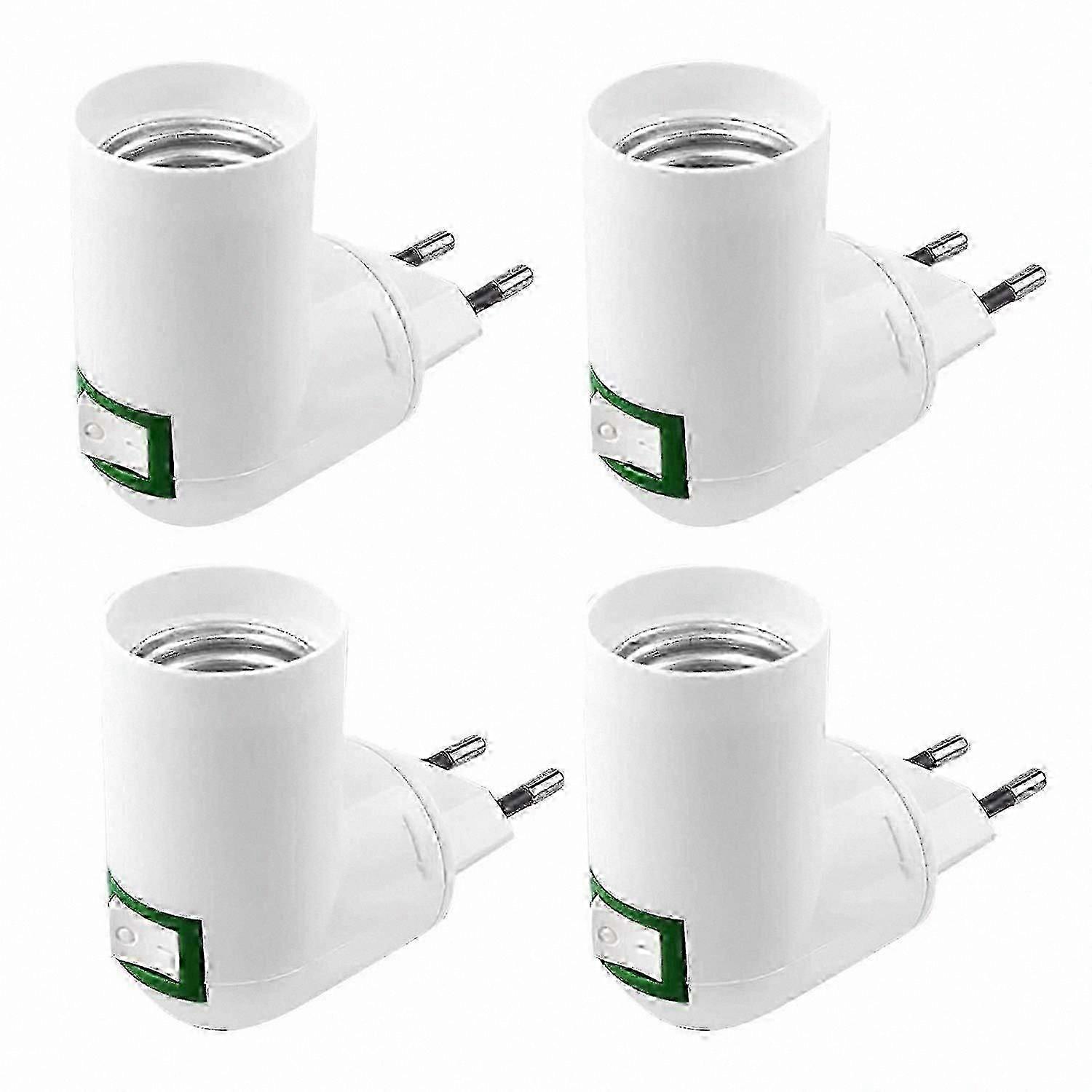 4-Pack E27 Screw Base Socket with On/Off Switch, 220V AC Wall Mount compatible with Kitchen Lighting, Compatible with LED Bulbs (White)