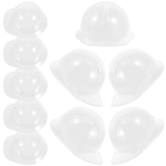 Miniaturas de capacete de segurança de plástico para bonecas, 10 peças, brancas.
