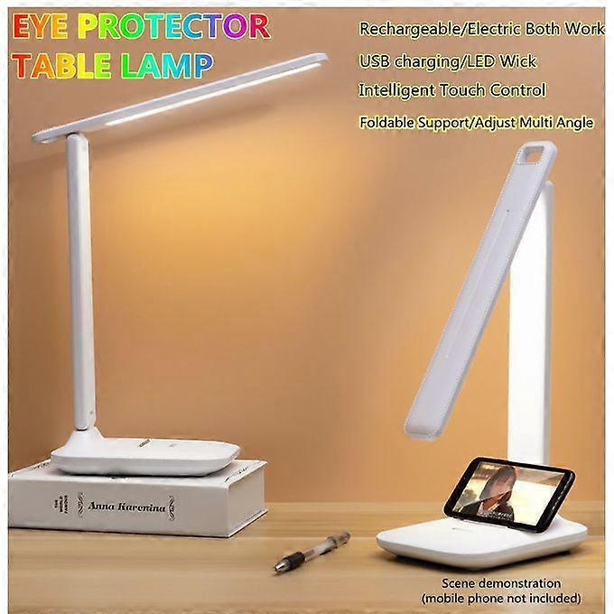 USB Charging Eye Protection Table Light Touch Control Foldable Adjust Angle LED Reading Lamp