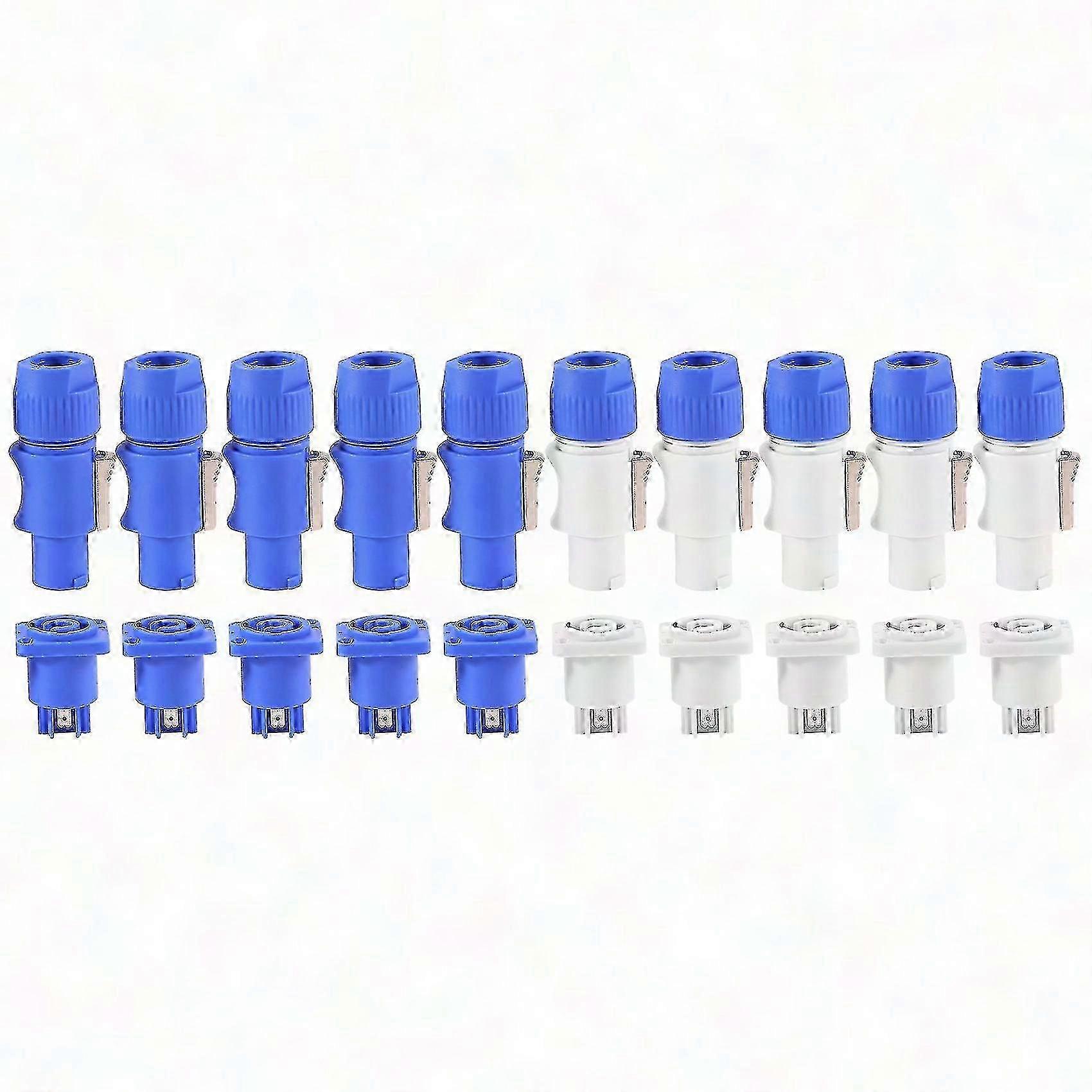 10-Pack Powercon Type A NAC3FCA+NAC3MPA-1 Chassis Plug Panel Adapter Set