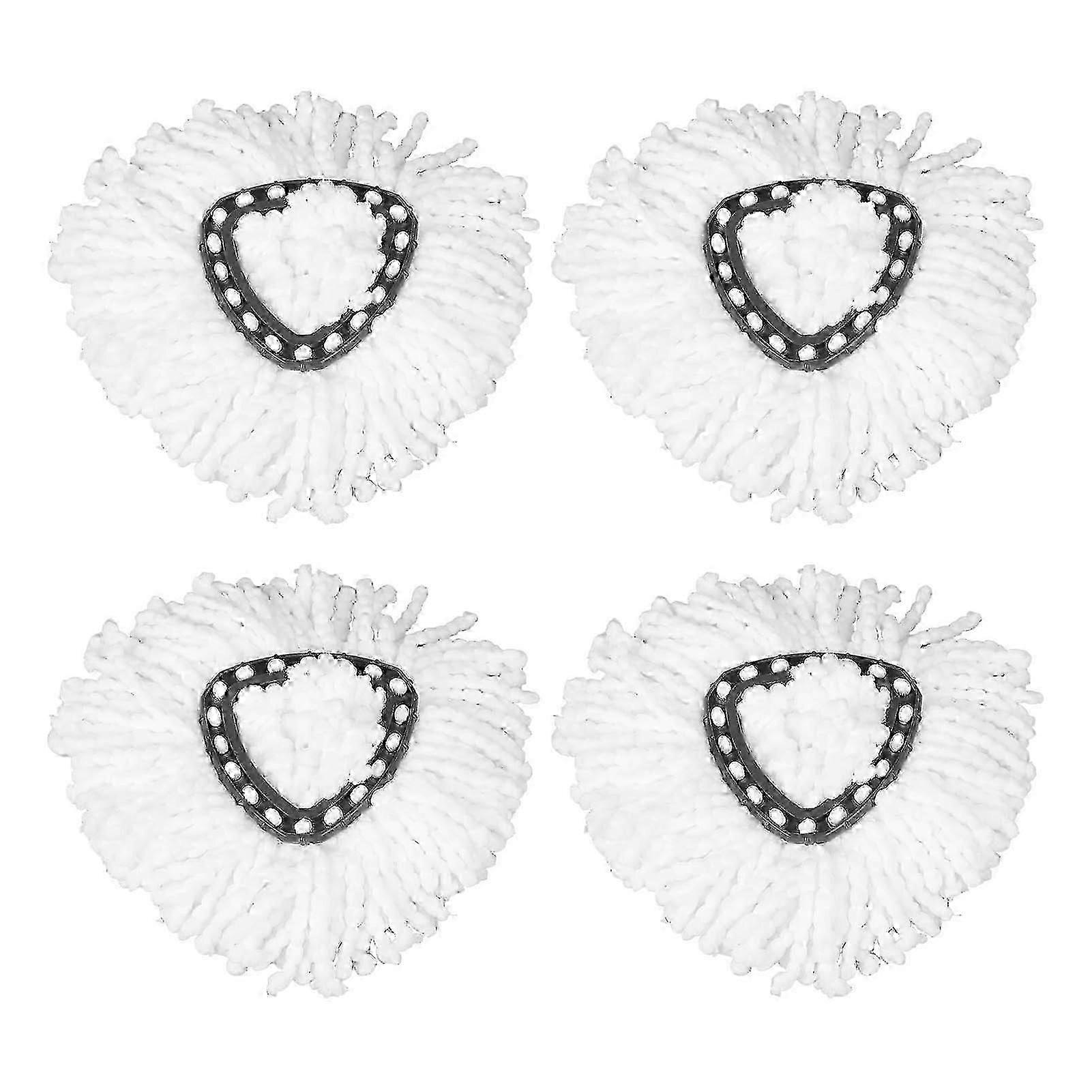 4 Pack White Triangular Professional Reusable Microfiber Spin Mop Replacement Heads Designed for Floor Cleaning