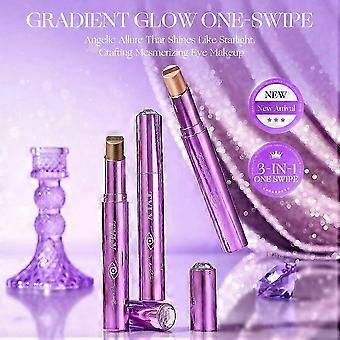 4PCS 3 Colors Gradient Eyeshadow Stick Glitter Metallic Cream Eyeshadow Pencil Long Lasting Waterproof Smooth Blendable Eye Shadow for Women Makeu-jry