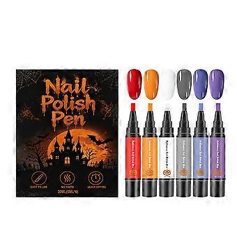 2pcs Nail polish gel pen, Halloween-themed, no-bake, quick-drying, peelable, fine tip for DIY nail art, festival gift