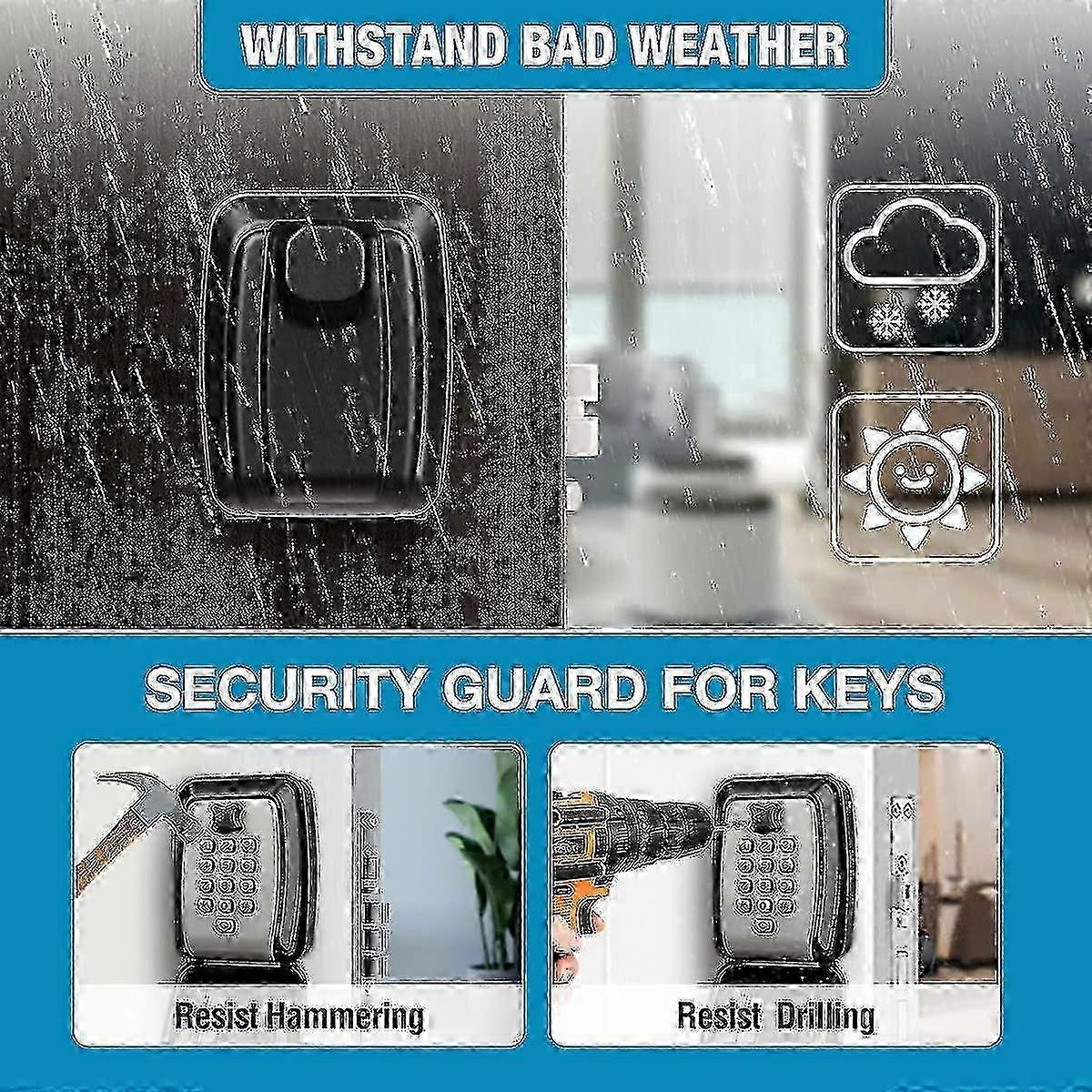 Wall-mounted Waterproof Key Safe Box for Outdoor Use - Secure Key Storage Solution