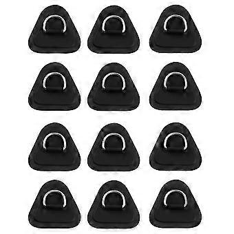 12PCS D-Ring Patch compatible with Inflatable Boat Kayak Dinghy SUP, D-Ring PVC Patch Stand-Up Paddleboard Canoe Rafting Black