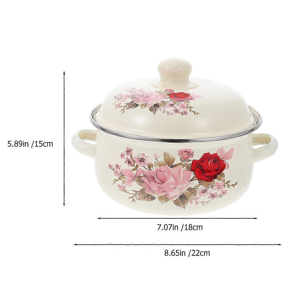 Enamel Soup Pot Multi-Function Cooker Household Pot 2Pcs Set