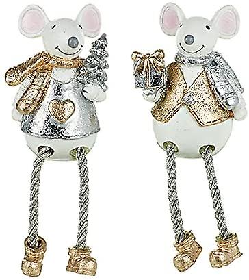 Heaven Sends Silver & Gold Mice Christmas Decorations