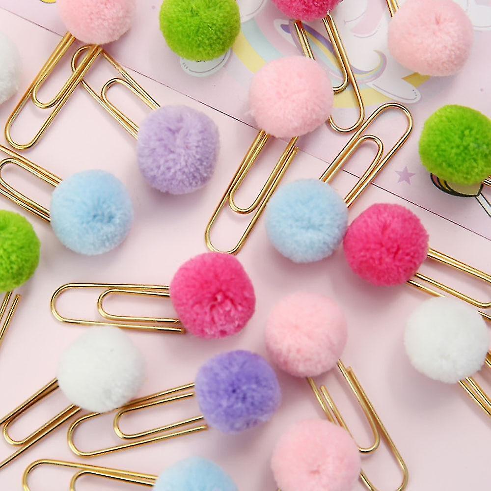 10pcs Random Color Plush Ball Paper Document Clips