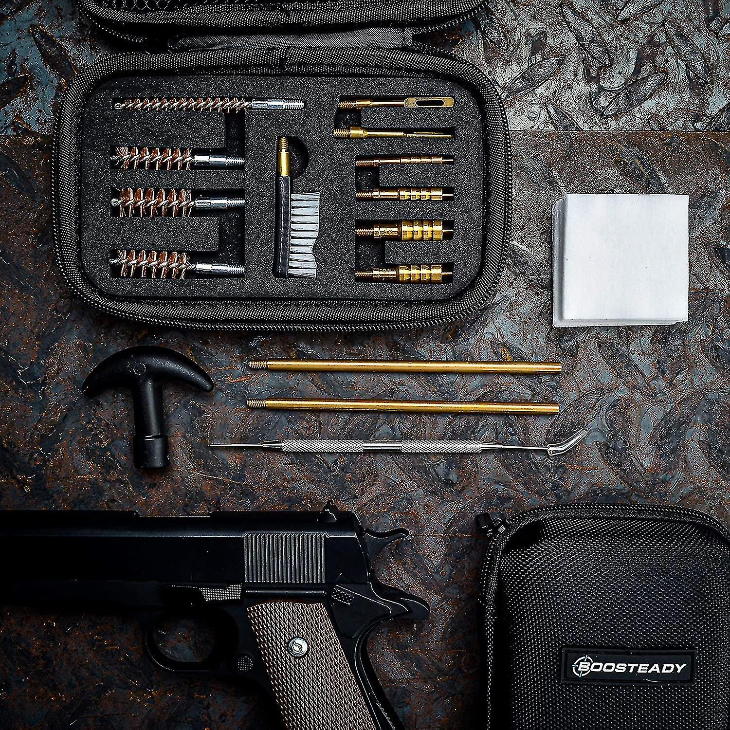 Universal Gun Cleaning Kit .22.357.38.9mm.45 Caliber Rifle Bronze Bore Brush And Brass Jag Adapter