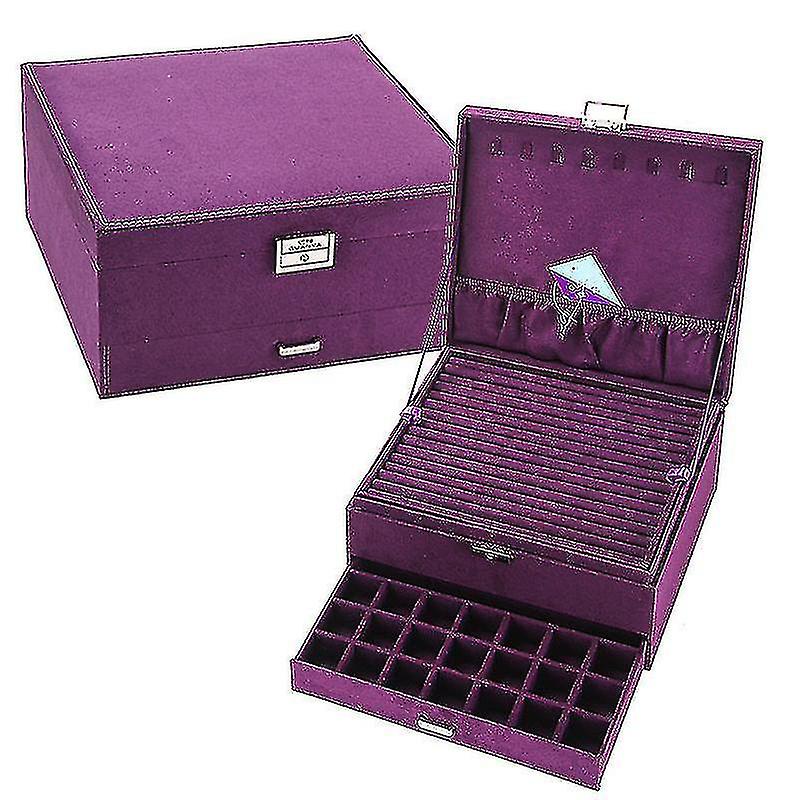 3層大容量フランネルスクエアジュエリー収納ボックス