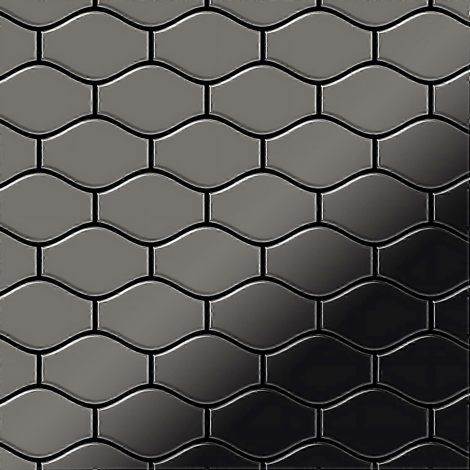 Mosaik Fliese massiv Metall Titan hochglänzend in dunkelgrau 1,6mm stark ALLOY Karma-Ti-SM Designed by Karim Rashid 0,86 m2