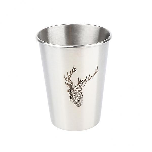 2xStainless Steel Stackable Cups for Bar Beer Drinking Deer Pattern 350ml