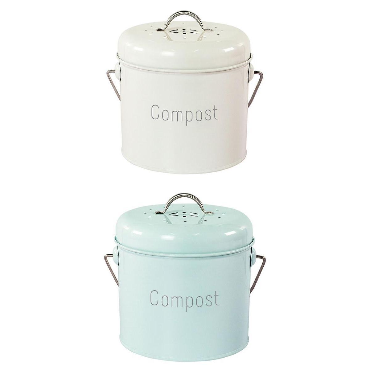 2pc 3L Garden Compost Bin Countertop Indoor with Lid Compost Pail Easy Clean