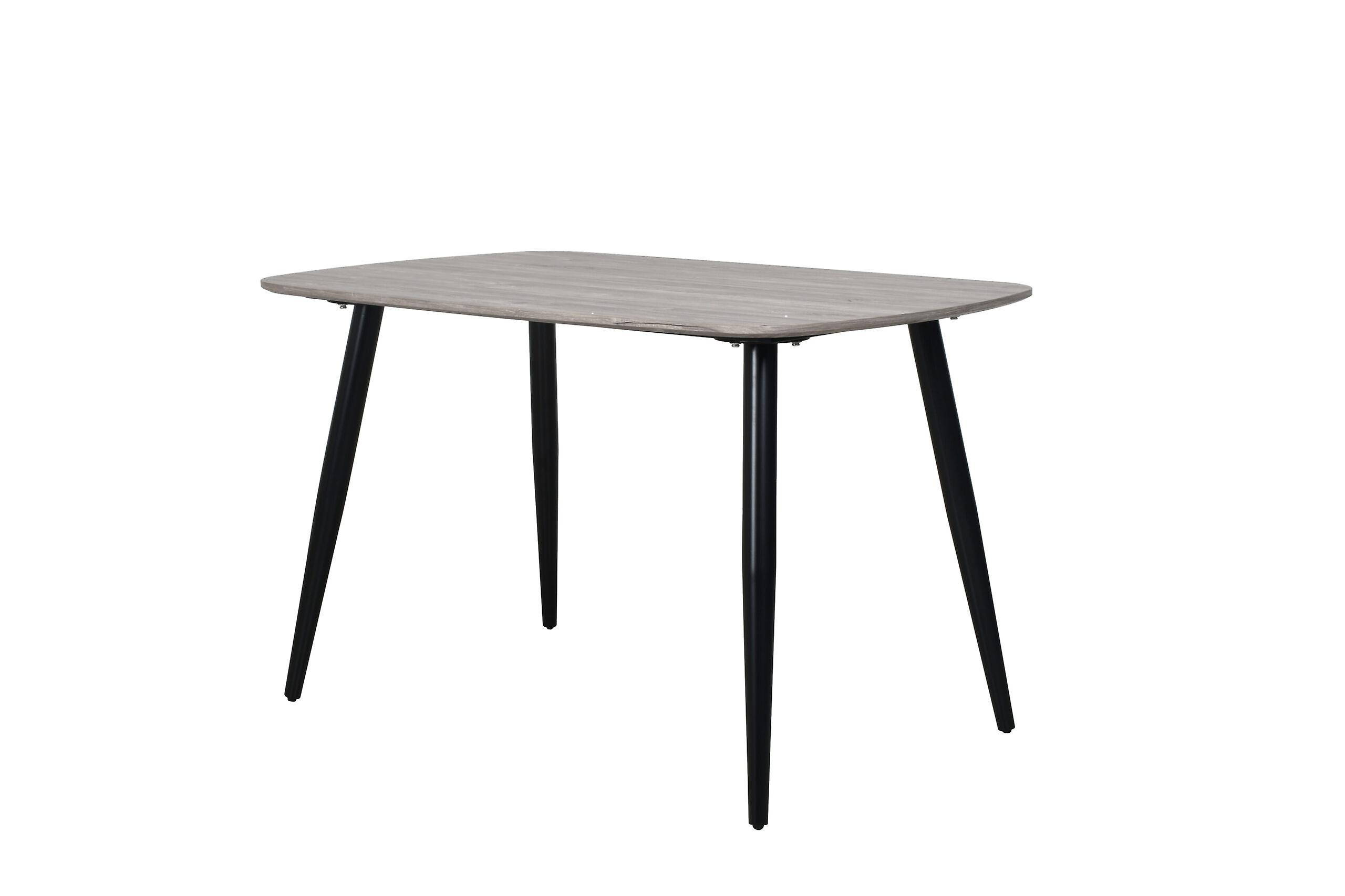 Rectangular Dining Table, Grey Oak Effect With Black Tapered Legs