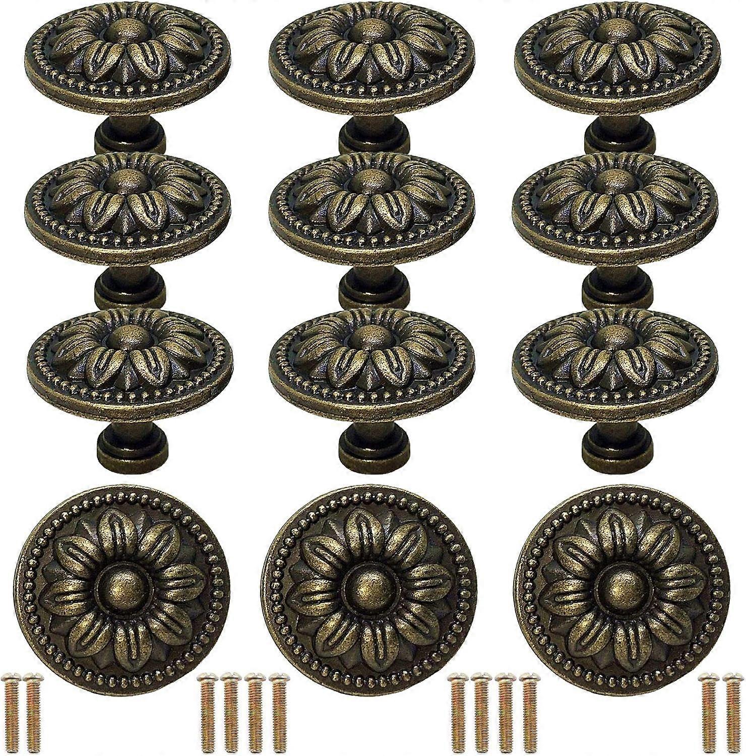 12 Pack Vintage Drawer Knobs with Screws, Kitchen Cabinet Pulls, Cupboard Door Handle