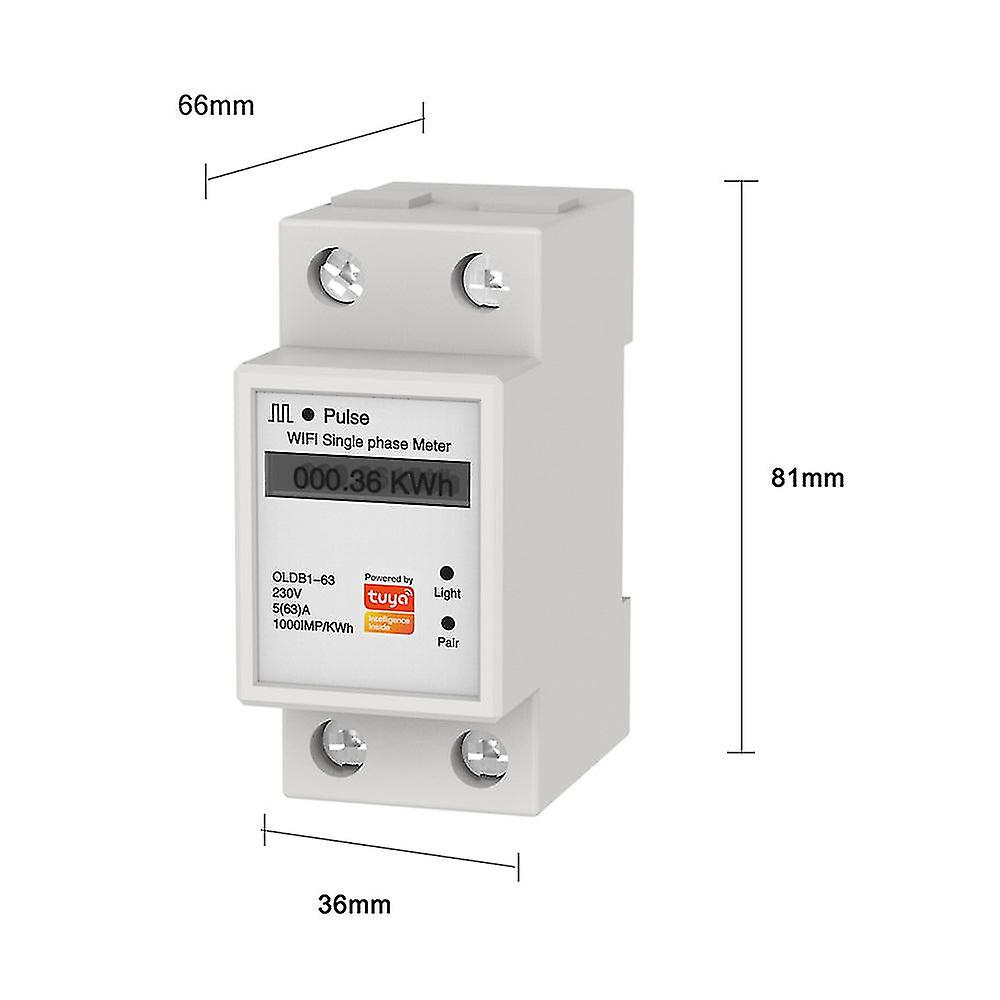 Tuya Wifi Intelligent Metering Energy Meter Singles Phase Meter Mobilephone App Remotes Viewing Voltage Current Active Power