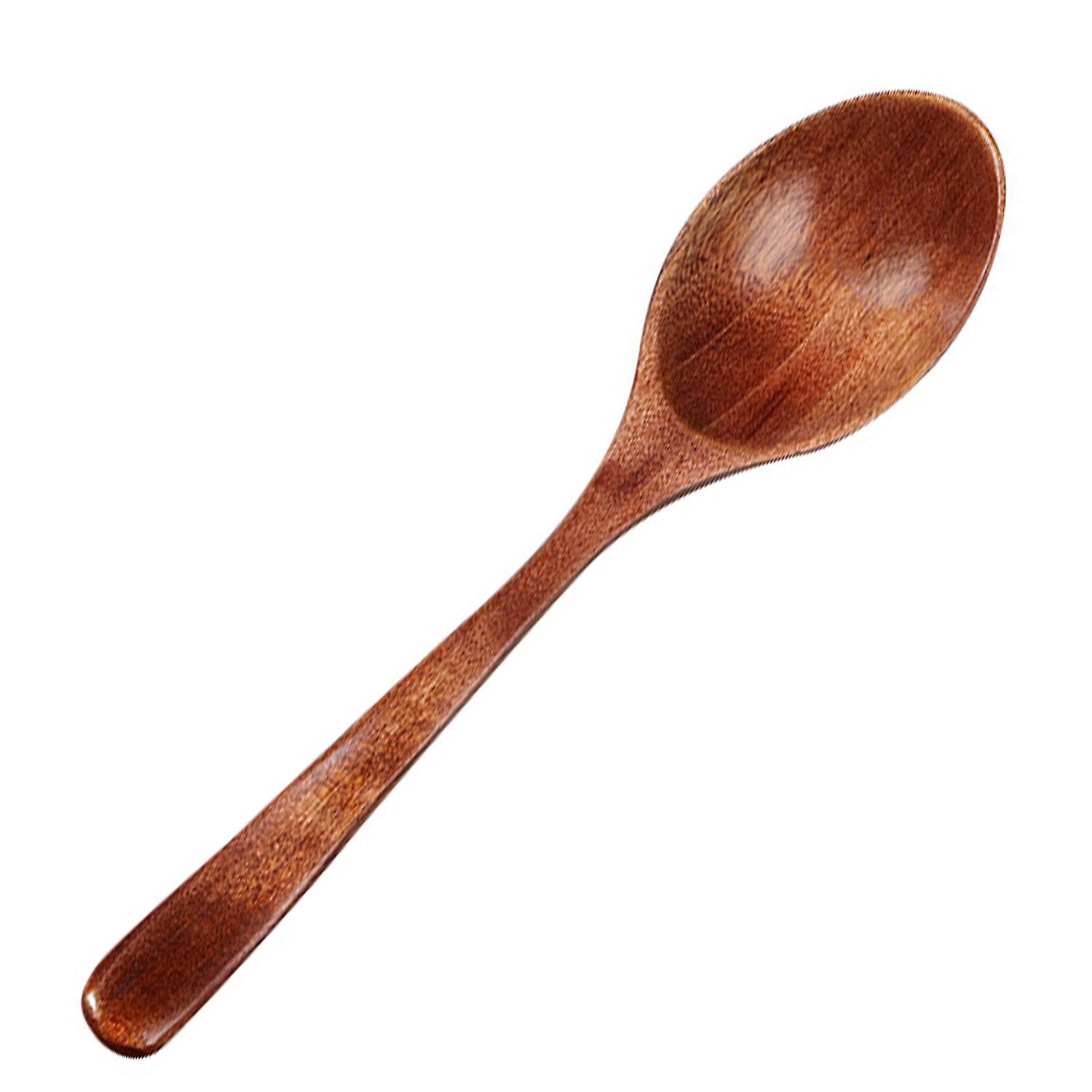 3 x Soup Spoon Anti-slid Handle Smooth Wood Long Handle Sturdy Soup Scoop for Kitchen