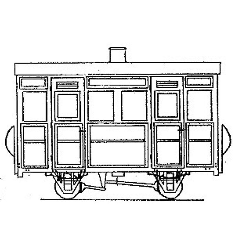Dundas DM29 Two Compartment 4 Wheel Coach (based on V of R/Glyn Valley) OO9 / HOe Plastic Unpainted OO9 Scale model