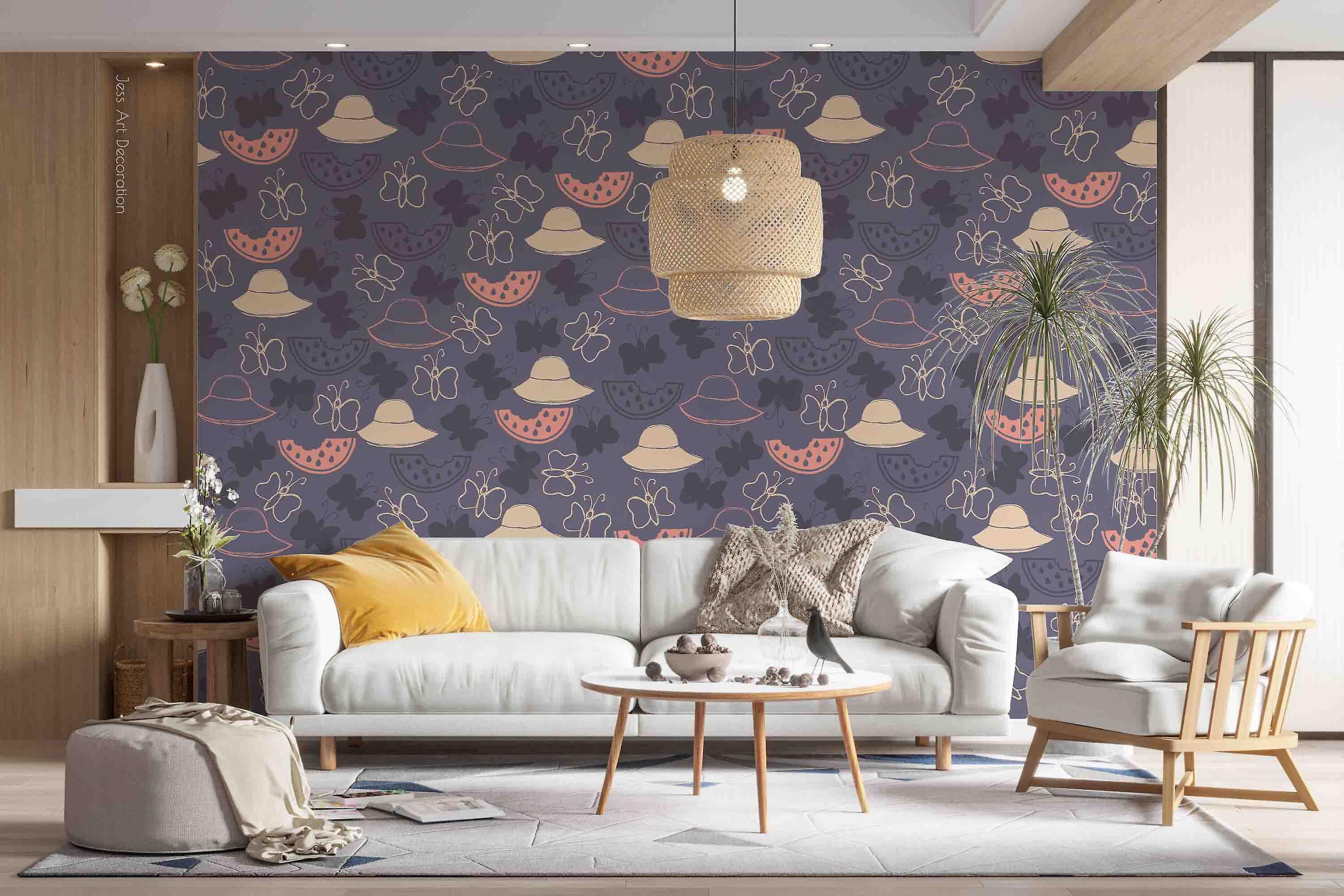 3D Watermelon Hat Seamless Wall Mural Wallpaper Sww 177