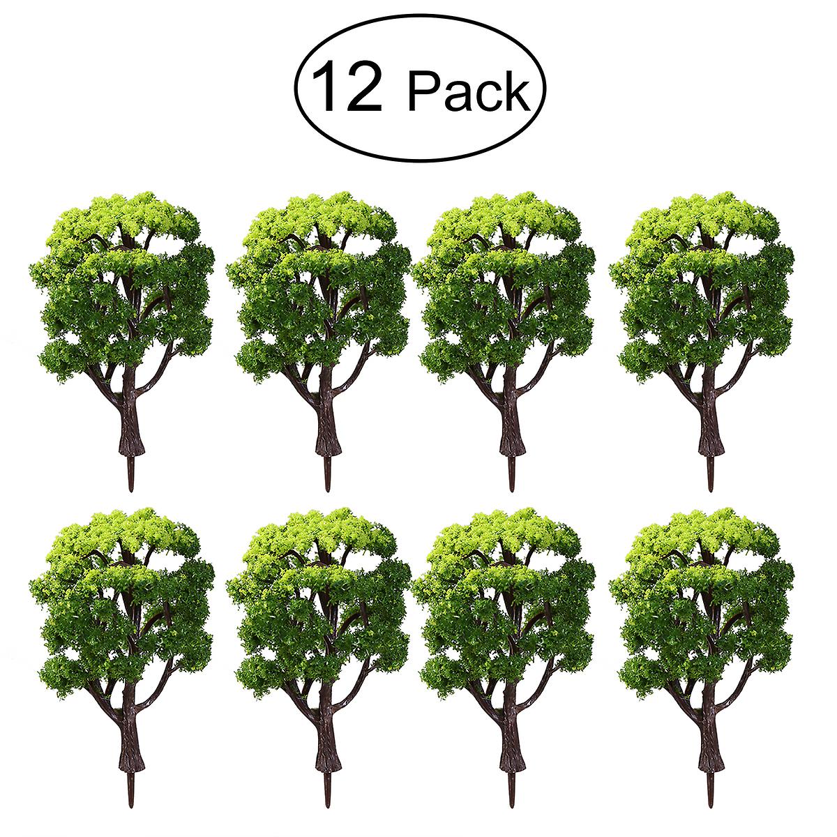 WINOMO 12pcs 1:50 Train Scenery Landscape Model Trees (Green)