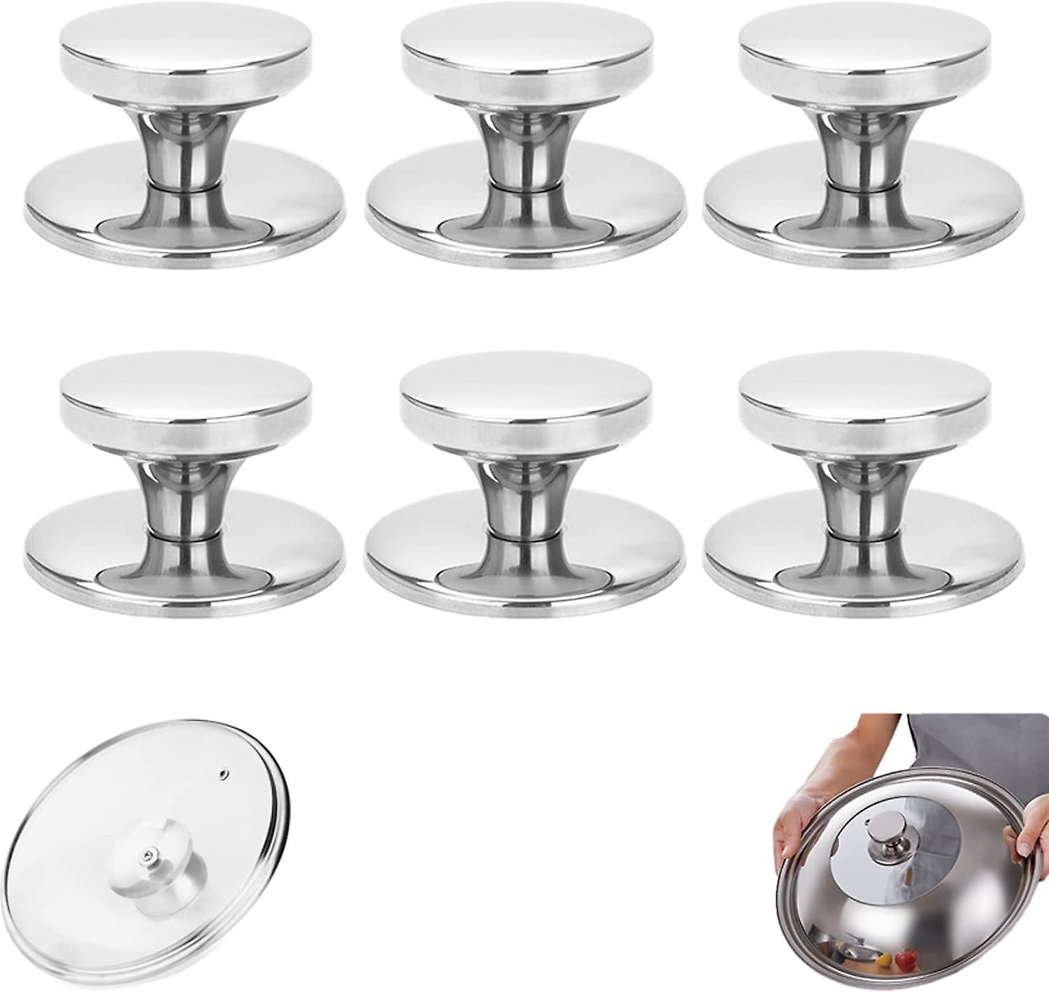 Lid Knob, Set of 6 Pieces Saucepan Lid Knobs Wok Knob Lid Handle Replacement Stainless Steel, for Kettles, Frying Pans, Frying Pans