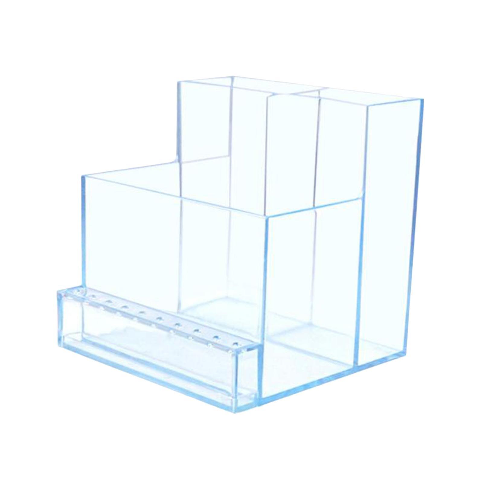 3 Row 10 Holes Nail Drill Bits Holder Display Manicure Tools Clear Blue