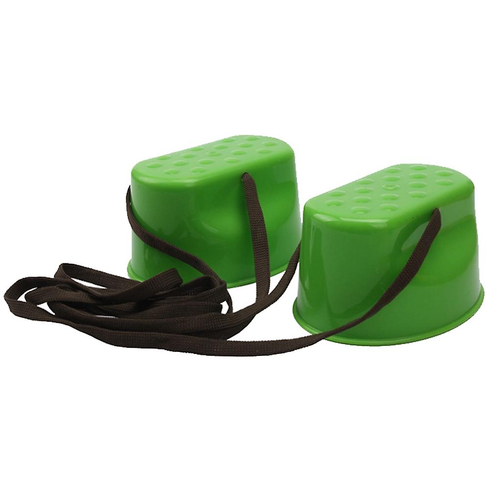 1 Pair Outdoor Plastic Jumping Stilts Shoes nce Training for Children Walker Toy(Green)